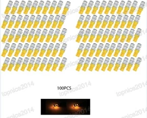 100pcs Yellow T10 9 LED 5050-SMD 194 168 W5W Car Side Tail Lights Bulbs Lamps - Picture 1 of 2