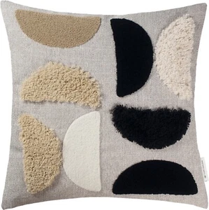 TOM TAILOR Deko Kissen Hülle TUFTED Polyester Leinen Natur Champagner 45x45cm - Bild 1 von 4