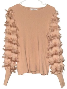 Sioni Pullover Oberteil zottelige Ärmel Rüschen Puff elegant rosa Damen Small 138 $ - Bild 1 von 7