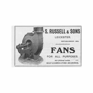 LEICESTER Russell & Sons; Electrical Fan Manufacturer - Antique Advert 1909