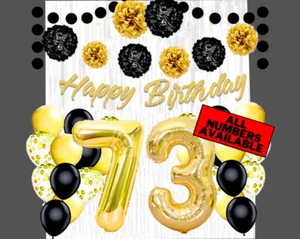 Gold & Black 73rd Birthday Decorations - 40" Number Balloons & More -Boy or Girl - Picture 1 of 5
