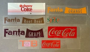 Vintage 1960’s -80’s Soda Pop Vending Machine Plastic Button Labels,Fanta,Coke + - Picture 1 of 6