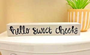 Hand Painted Wooden Decor for Bathroom Powder Room - Picture 1 of 5