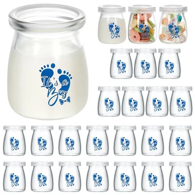 24 botellas de vidrio con leche It's a Boy or Girl mini frascos de caramelo de vidrio de 3,4 oz Cle... Foto 1 de 4