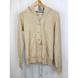 FREE PEOPLE Pullover Hoodie Sweatshirt Hoodie Button Beige Size M - Picture 1 of 7