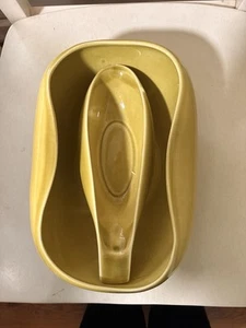 Russel Wright Steubenville Gravy Boat/Salad Serving Bowl Chartreuse 11"  1939-59 - Picture 1 of 5