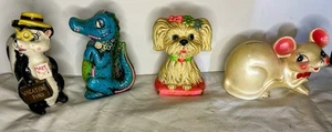 LOT OF 4 VINTAGE 50s 60s & 70s ANAMORPHIC CERAMIC COIN BANKS - Picture 1 of 23