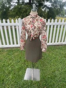 Vintage 1970s Cottagecore Frilly Blouse Moody Floral Peasant M/L Grandmacore - Picture 1 of 22