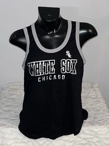 CHIGAO WHITE SOX MLB BLACK BURNOUT CANOTTA CAMICIA DONNA LARGE NUOVA SENZA ETICHETTE - Foto 1 di 2