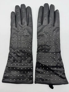 Nine West Lederhandschuhe Damen Größe M schwarz Nieten lang gefüttert Winter weich - Bild 1 von 16