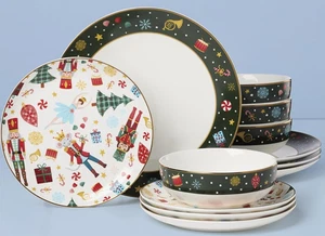 Lenox Nussknacker Ballett 12-teilig Weihnachten Gold Akzente Porzellan Geschirr Set - Bild 1 von 7