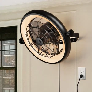 Fansconce Wall Mount Fan 16" Ceiling Wall Fan with Lights and Remote, 6-Speed... - Picture 1 of 9