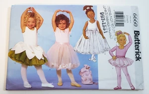 VTG Butterick 6660 Girls Ballet Costume Sewing Pattern Tutu Skirt Leotard Sz 2-5 - Picture 1 of 5