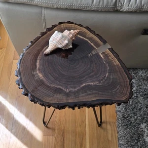 Walnut Live End Table / Side Table / Natural Edge Side Table /  Pedestal - Picture 1 of 12