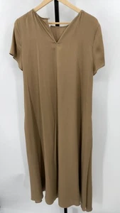 Quince Women Washable Stretch Silk Voluminous Maxi Dress Brown S - Picture 1 of 2
