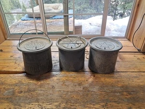 Lot Of 3 Vintage Bucket minnow Holder / Galvanizes Os - Picture 1 of 6