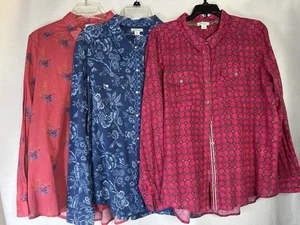 Sundance Paket 3 Button Down Hemden rosa blau Gr. XL Flip Manschette Perlen Druckknopf Blumen - Bild 1 von 12