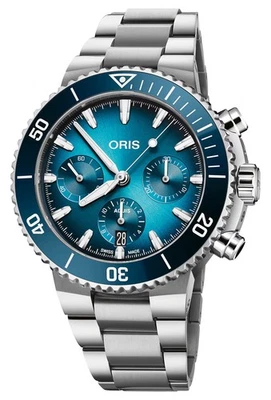 Oris Aquis Automatico Cronografo Acciaio Blu Subacqueo Orologio da Uomo 771 7793 - Immagine 1 di 4