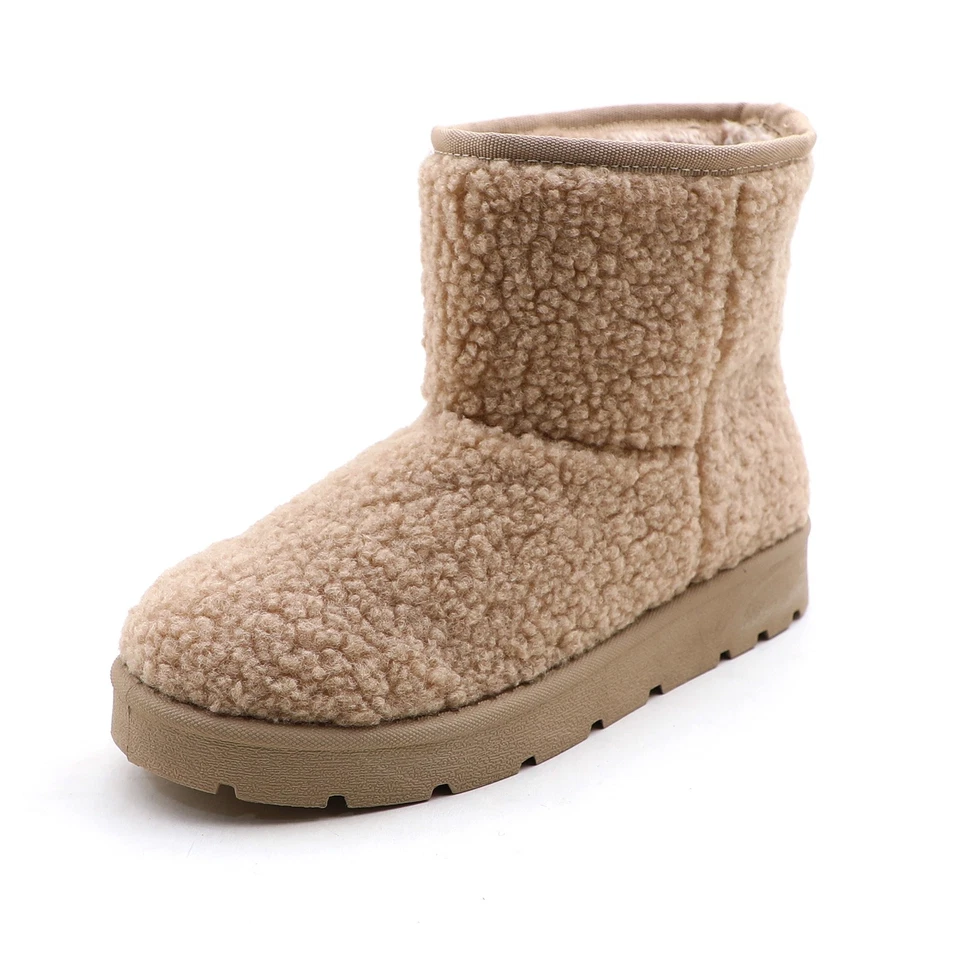 Lurnet Women's Sherpa Winter Ankle Boots Plush Fleece, Cozy Slip-On Style - Image 1 of 1