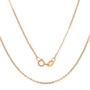 14K Gold Cable Chain Necklace, 1 mm Rose Gold Diamond Cut Cable Chain Necklac... - Picture 1 of 7