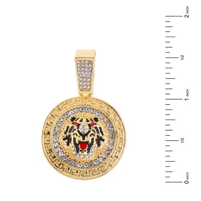 Collar Cadena Cubana 20/24" Colgante Chapado en Oro Tigre Helado MCP 1376 Foto 1 de 3