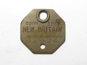 1963 New Britain Connecticut Dog Tax Tag License - #65038 - Picture 1 of 2