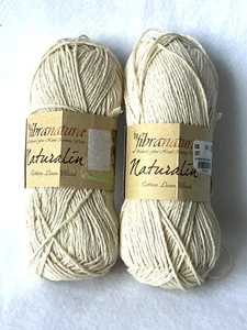 Lot 2 Skeins Fibra Natura Naturalin Worsted Cotton Linen Yarn Cream 766 Turkey - Picture 1 of 10