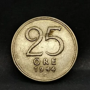 25 GOLD 1944 G BILLION SILBER 400‰ GUSTAVE V SUEDE / SWEDEN - Bild 1 von 2