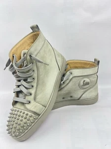 Men Christian Laboutin Lou Spikes Sierra Gray Suede Sneakers EUR 45 US 12 UK 11 - Picture 1 of 22