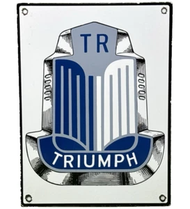 VINTAGE TRIUMPH MOTORCYCLE PORCELAIN SIGN GAS STATION PUMP PLATE SERVICE POPEYE - Picture 1 of 11