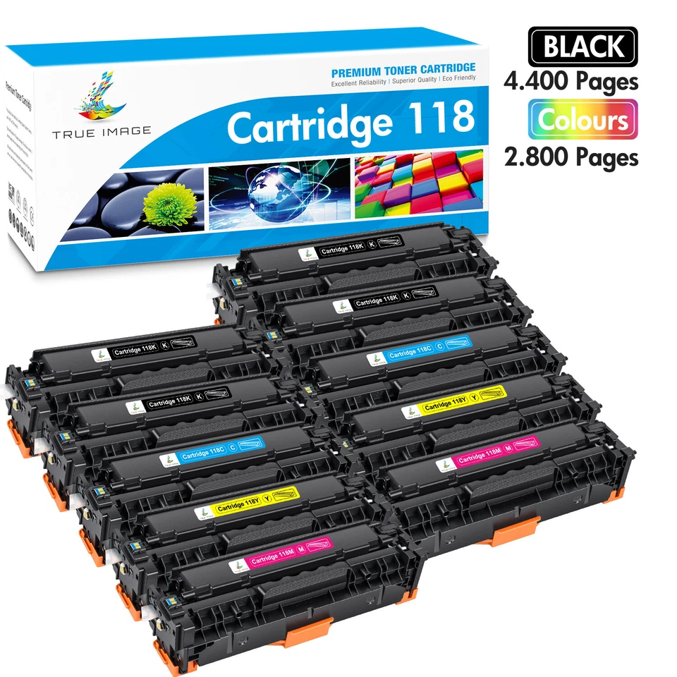 5pk Toner Cartridge Black Color Set for Canon 118 ImageClass Mf8380cdw Mf8580cdw