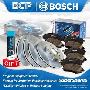 Front + Rear Disc Rotors Bosch Brake Pads for Toyota Landcruiser HZJ105 FZJ105 - Picture 1 of 5