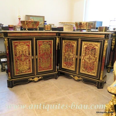 Par de Gabinetes en Marquetería Boulle XIX Napoleón III Período Perfecto Estado Foto 1 de 4