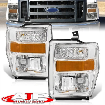 Chrome Amber OE Style Head Lights Lamps For 2008-2010 Ford F250 F350 F450 Pickup Foto 1 de 4
