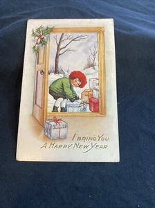 Vintage Happy New Year Postkarte 1918 Ephemera - Bild 1 von 2