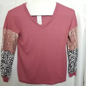 Sheilay Women Blouse Long Sleeve V Neck Leopard Print Casual Size S - Picture 1 of 8