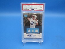 2007 Upper Deck Premier Peyton Manning Premier Patches Auto Game Used 7/15 PSA 9