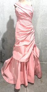 Monique Lhuillier Collection Runway Peach Pink Silk Long Maxi Gown Dress US 0 - Picture 1 of 3