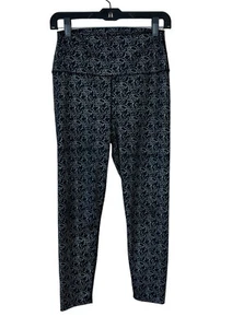 Carbon38 High Rise 7/8 Legging Size L Womens Floral Print Black Silver Metallic - Picture 1 of 8