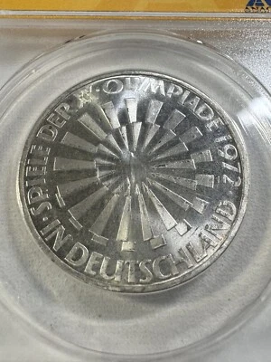 1972-G Germany 10 Marks Olympic Spiral Commemorative Graded MS 64 by ANACS - Image 1 of 4