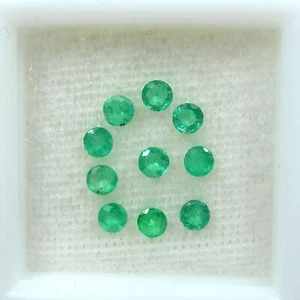 0.92 ct Qty 10 Round 2.75 mm Bright Green Transparent Natural Emerald Gemstone - Picture 1 of 5