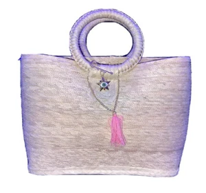 Mexican Straw Beach Tote Shopper Summer Bag Rhinestones Decor New A - Picture 1 of 9