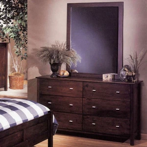 Dark Brown Solid Wood Dresser & Mirror 2PC Set (Local Pick Up Only NO SHIPPING) - Picture 1 of 1