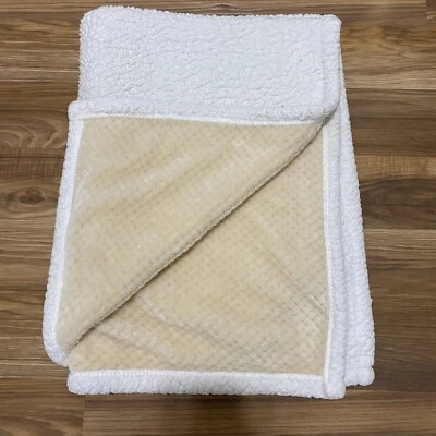 "Manta bebé sherpa de lana crema beige renacuajos 29""X40""" Foto 1 de 4
