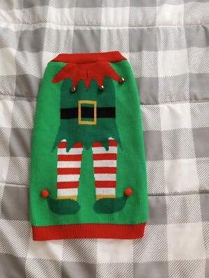 Pet Holiday Collection Dog Cat Apparel Christmas Elf Sweater w/ Bells size L - Image 1 of 4