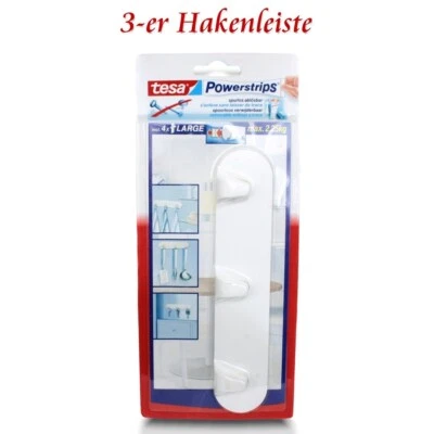 tesa Powerstrips® Haken -3-er Leiste Klebehaken - Selbstklebend o. Bohren weiß  - Bild 1 von 4