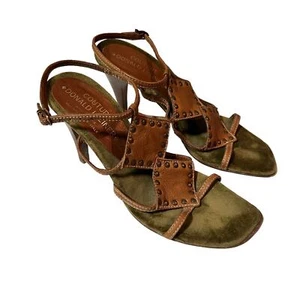 Donald Pliner Devi Riemchensandalen braun Leder 4" Absatz Made in Italy Größe 7 - Bild 1 von 10