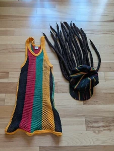Cappello giamaicano Adulto Rasta Terrore Serrature Parrucca Bob Marley Cappello Fantastico Top Corta - Foto 1 di 6