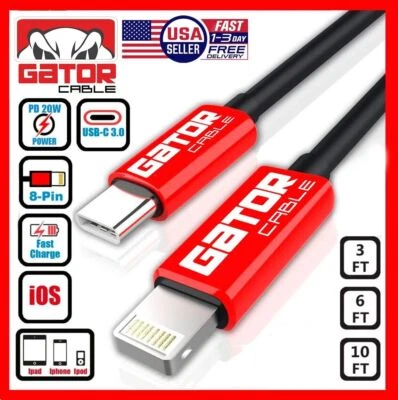 USB-C Charger Cable PD 20W Fast Charge For iPhone 7 8 X 11 12 13 14 Pro Max Plus - Image 1 of 4