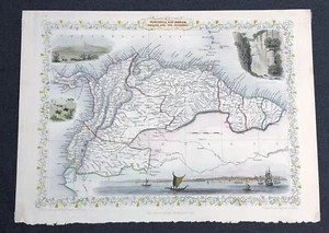 1851 John TALLIS Venezuela New Granada Ecuador Antique Hand Colored Map - Picture 1 of 4